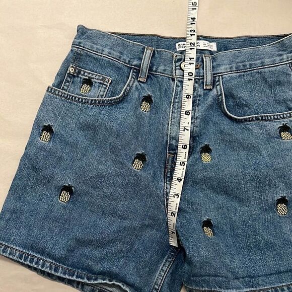 ZARA BASIC‎ PINEAPPLE DEMIN SHORTS SIZE 2 - Picture 7 of 7